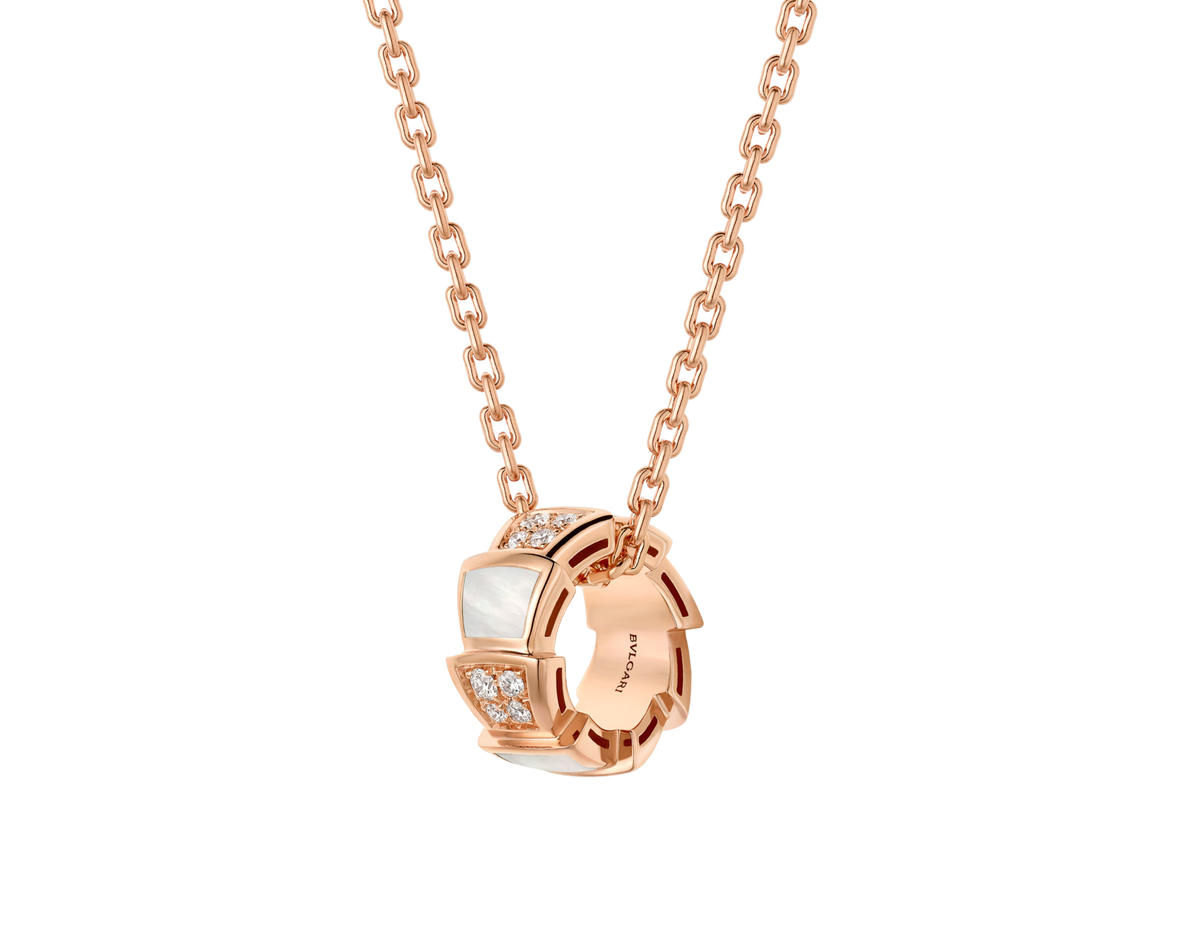 ブルパールダイヤピンクゴールドネックレス
